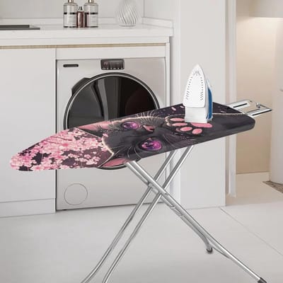 Strijkplankhoezen met Kersenbloemen en Kattenprint, Elastische Rand en Neuszak, Polyester, M