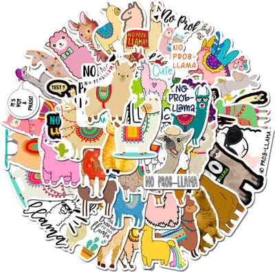 Alpaca Dieren Stickers - set 50 stuks - Laptop Stickers - Stickervellen
