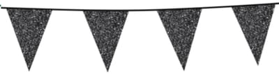 Glitter vlaggenlijn zwart 6 meter.