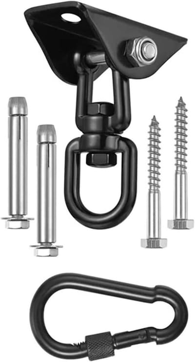 Hangset Schommelhaak - Veranda Hanger - Buiten Fitness - Draaibare Montage - 2-delig - Zwart