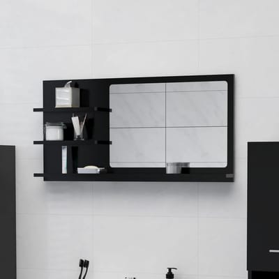 vidaXL - Badkamerspiegel - 90x10,5x45 - cm - bewerkt - hout - zwart