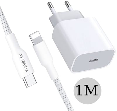 20W USB-C Snellader met 1m USB-C naar 8 pin-kabel – Geschikt voor iPhone | Supersnel opladen & data-overdracht
