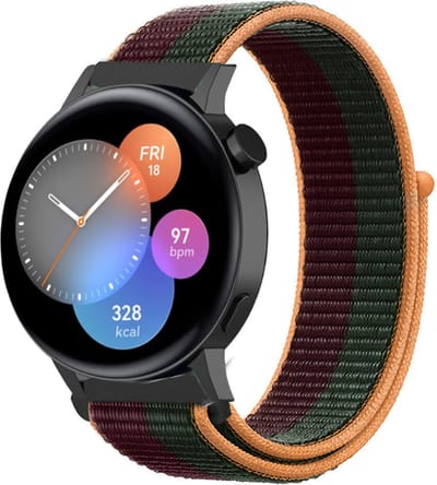 Nylon bandje geschikt voor Huawei GT 3 42mm / Huawei GT 3 Pro 43mm / Huawei GT 2 42mm - Dark Cherry