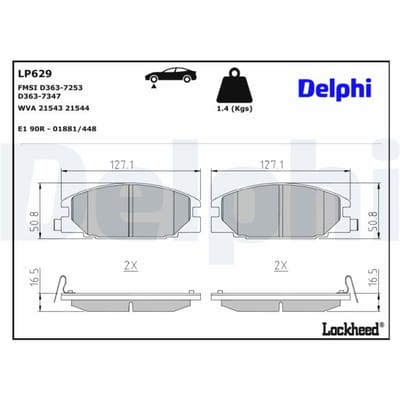 Remblokset DELPHI LP629, voor