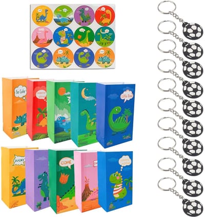 Dailygoods- Cadeautasjes 32 Stuks Dinosaurusmotief - Papieren Zakjes - Verjaardag - Goodiebag - Gastgeschenken - Duurzaam Materiaal - Goodiebags