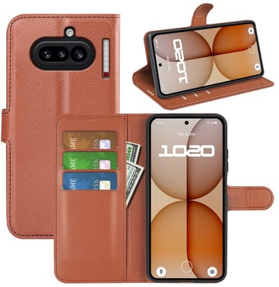 MobyDefend Hoesje - Geschikt voor Nothing Phone (4a) - Kunstleren Wallet Book Case (Sluiting Voorkant) - Bruin