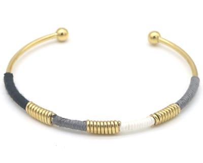 Armband Dames - Bangle met Touw - RVS - One Size - Goudkleurig en Multi
