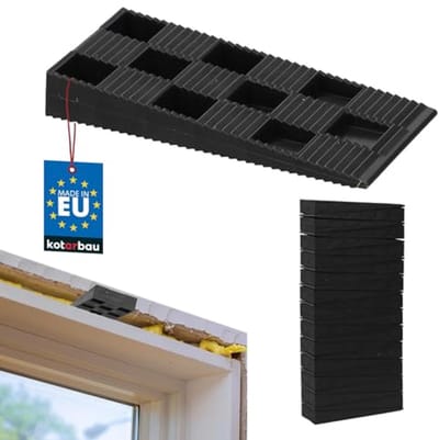 Set van 25 montagewiggen voor ramen, deuren en deurkozijnen - Kunststof zwart 94 x 44 x 14 mm