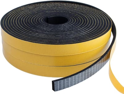 Zelfklevende Sealing Tape voor Deuren en Ramen - Rubber Foam Dichtstrips voor Geluidsisolatie en Anti-Collisie - Zwart 12mm (B) x 3mm (D) / 15m (L)