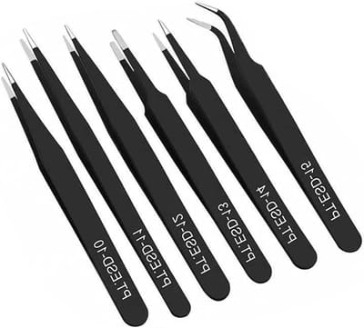 Pincet Set - Precisie Pincetten - Kleine Onderdelen Hanteren - Roestvrij Staal - 6 Stuks - Zilver