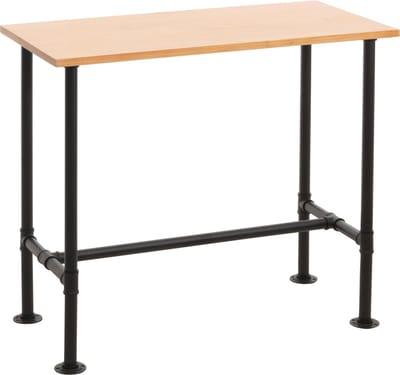 Bartafel MCW-N21, countertafel bistrotafel, voetsteun industrieel metaal massief hout grenen 108x120x61cm ~ natuur