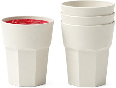 Plasticforte onbreekbaar drinkglas - 4x - kunststof - ivoor wit - 360 ml - drinkglazen - lichtgewicht - 9 x 10 cm - stapelbaar