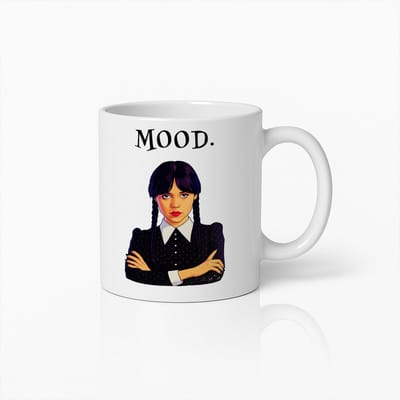 Stijlvolle MOOD Mok met Stoere Vrouw Illustratie – Trendy Koffiebeker voor Houding en Persoonlijkheid