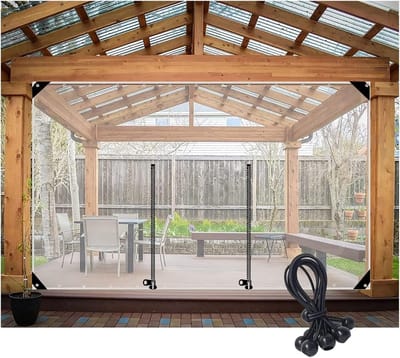 Transparante Zijpaneel PVC Zeil met Ritssluiting voor Pergola, Tuin en Terras