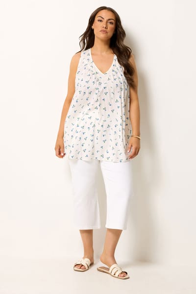 Yours Witte Top Met Bloemenprint Size 42