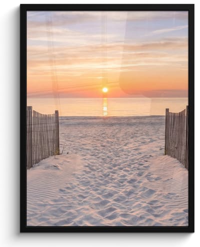 Poster in lijst - Fotolijst 60x80 cm - Posters - Zonsondergang - Strand - Zand - Posterlijst zwart - Decoratie - Wanddecoratie woonkamer - Muurdecoratie slaapkamer