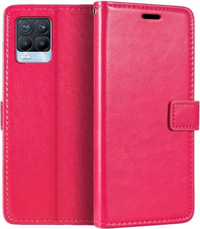 Bookcase Geschikt voor: Realme 8 Pro - Roze - portemonee hoesje