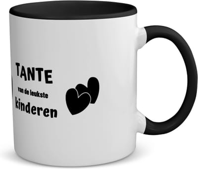 Akyol - tante van de leukste kinderen koffiemok - theemok - zwart - Tante - de leukste tante - verjaardag - cadeau voor tante - kado - geschenk - 350 ML inhoud