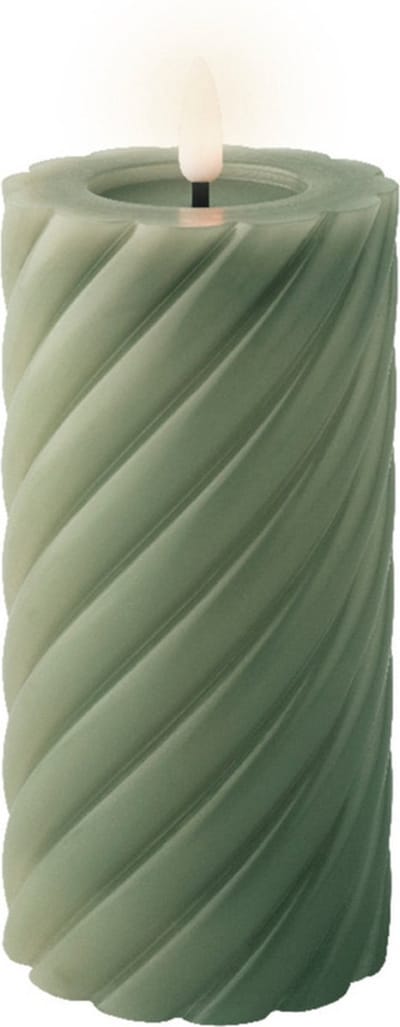Lumineo Luxe LED kaars/stompkaars - groen - D7,5 x H17 cm - timer