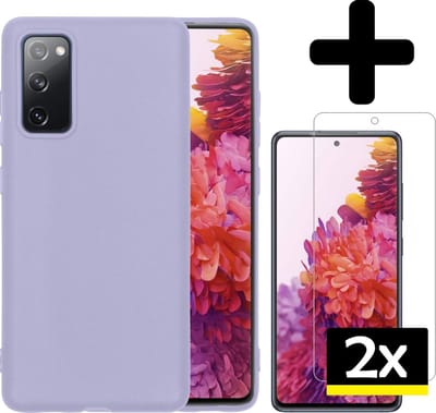 Hoesje - Met 2x Screenprotector - Geschikt voor Samsung Galaxy S20 FE - Sterk & Shockproof - Back Cover - Siliconen Case - Telefoon Hoes - Telefoonhoesjes - Lila