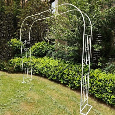 Rozenboog Metaal - Tuinboog Pergola - Klimplanten Ondersteunen - Verzinkte Stalen Buis - 1.5 x 2.4 m - Wit