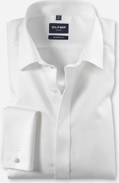 OLYMP Luxor modern fit overhemd - smoking overhemd structuur - offwhite - Strijkvrij - Boordmaat: 37