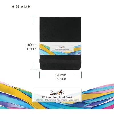 Carnet de dessin, carnet de croquis, manuel, papier 300 g/m², 24 feuilles, livre de peinture pour enfants, aquarelle, dessin, papeterie pour étudiants Large
