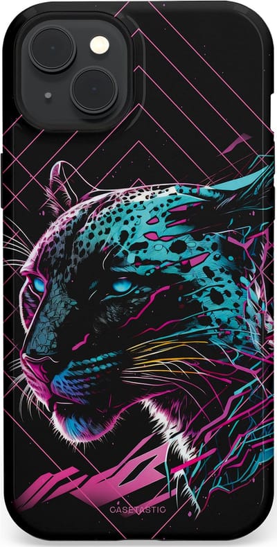 Casetastic hoesje geschikt voor Apple iPhone 15 Plus - MagSafe - Dubbellaagse bescherming - Neon Jager - Fashion Case - Zwart Petrol