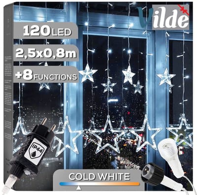Vilde - Kurtyna Verlichting met Sterren - 120 LED - 2,5 m - Binnen en Buiten