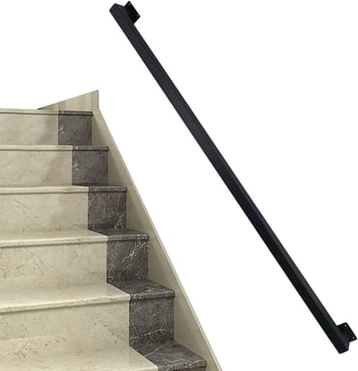 Vierkante trapleuning - Wandmontage steunrail - Veilige traplift - Smeedijzer sterk - 4 meter - Zwart