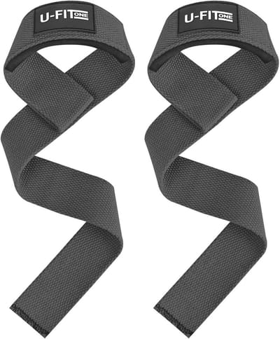 U Fit One Lifting Straps - Deadlift Straps - Padded Straps - Bodybuilding - Gewichtshef - Powerlifting - Grijs