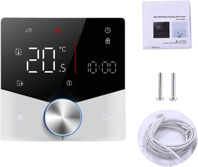 Slimme Thermostaat - Verwarming Controller - Energie Besparen - Matter Protocol - 88x88mm - Zwart en Wit