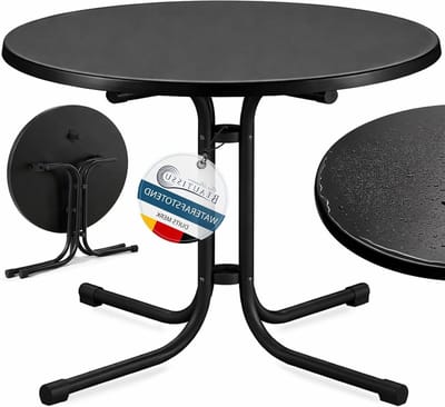 Bistrotafel Buiten - Ronde tuintafel - Genieten van buiten - Inklapbaar en waterdicht - Ø 80 cm - Zwart