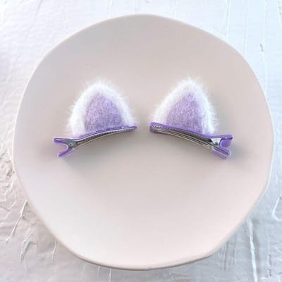 S Pluche Kattenoor Haarclips Set Schattig Cartoon Stereoscopisch Ontwerp Koreaanse Stijl Voor Kleine Meisjes Haaraccessoires Mode paars