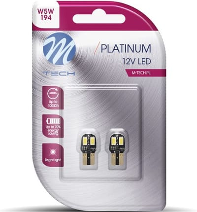 M-Tech LED W5W 12V 1.6W - 2x LED Diode - Canbus - Warm wit - Set