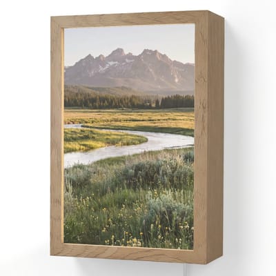Wandlamp 20x30 cm - Oplaadbaar - Berglandschap - Rivier - Bos - Wandlampen binnen woonkamer - Slaapkamer lamp met kabel - Decoratieve nachtlamp - Vloerlamp snoer