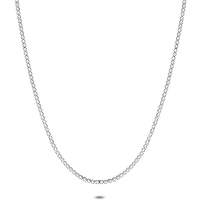 Twice As Nice Halsketting in edelstaal, tennis halsketting met witte zirkonia 38cm+5cm