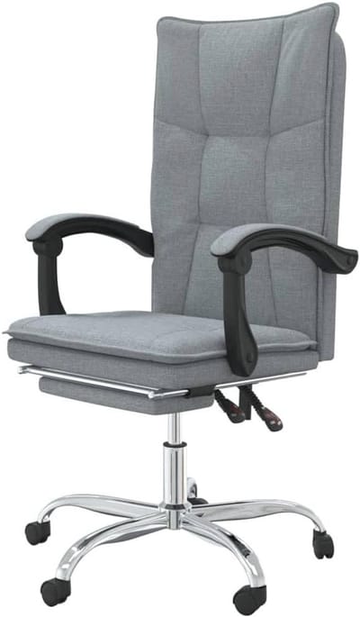 Bureaustoel Verstelbaar - Kantoorstoel Stof - Comfortabel Werken - Verstelbare Rugleuning Voetensteun - 63 x 56 x 122 cm - Lichtgrijs