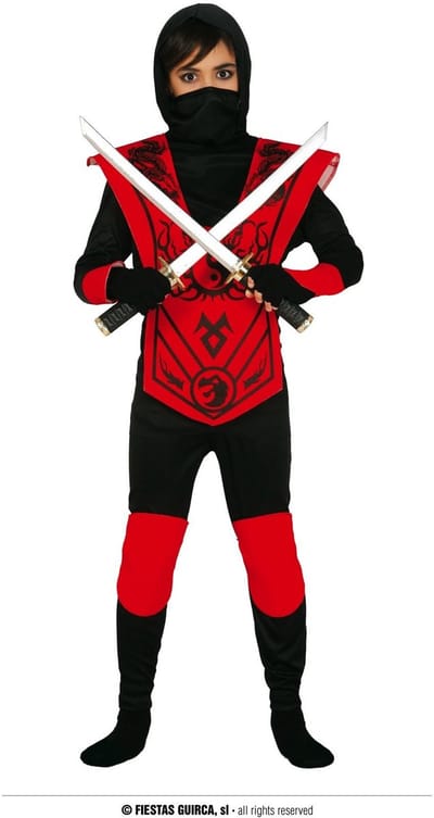Fiestas Guirca - Kostuum Ninja rood 3-4 jaar - Carnavalskleding - Carnaval - carnavalskleding 2027 - Carnaval kostuum