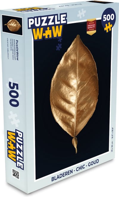 Puzzel Bladeren - Chic - Goud - Planten - Zwart - Legpuzzel - Puzzel 500 stukjes
