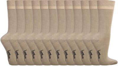 Socks4Fun - 12 Paar - Bamboe sokken - Drukvrije boord- Dames & Heren - Beige - Maat 47-50