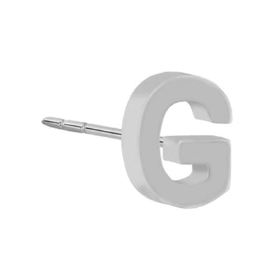 New Bling 9NB-908G - Zilveren oorsteker Letter G – Rhodium Plated – 4 mm – Per Stuk