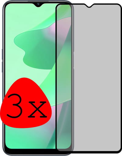 Screenprotector - 3 Stuks Geschikt voor OPPO A16 - Privacy Filter - Beschermglas - Gehard Glas - Tempered Glass - Screen Protector