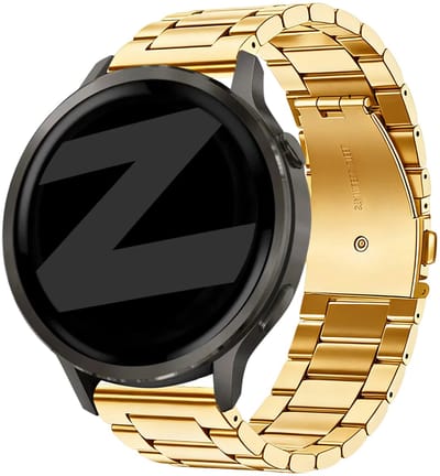 Bandz Stalen 'Classic' Bandje geschikt voor Garmin Vivoactive 4s / Vivomove 3s / Venu 4 - 41mm / Venu 3s / Venu 2s / Forerunner 265s / Forerunner 255s - Goud
