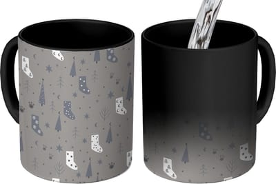 Magische Mok - Foto op Warmte Mokken - Koffiemok - Sokken - Patronen - Kerst - Magic Mok - Beker - 350 ML - Theemok