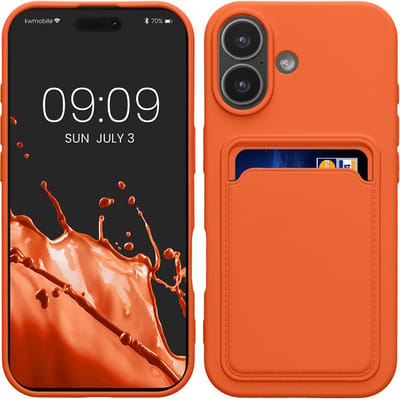 kwmobile telefoonhoesje geschikt voor iPhone 17 - Hoesje met pasjeshouder - TPU case in oranje