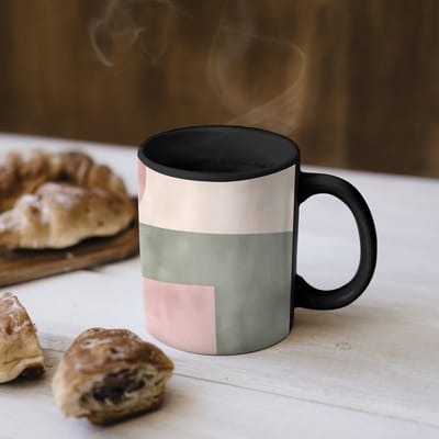 Magische Mok - Foto op Warmte Mokken - Koffiemok - Vormen - Abstract - Cirkel - Zwart - Magic Mok - Beker - 350 ML - Theemok