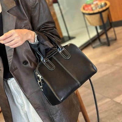 Nieuwe Leren Handtas met Grote Capaciteit Hoofdlaag Natuurlijk Leer Koreaans Trendy Eénschouder Veelzijdige Dames Tas 26*11*22