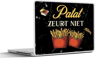 Laptop sticker - 17.3 inch - Patat - Vintage - Quote - 40x30cm - Laptopstickers - Laptop skin - Cover - Cadeau voor vrouw - Cadeau voor man