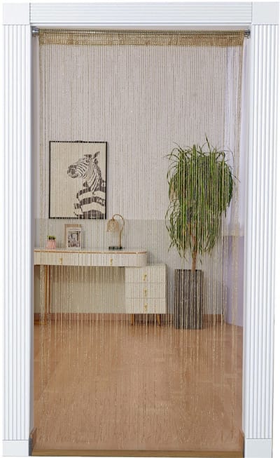 Decoratieve gordijnen - Deurgordijnen - Deurgordijnen - 100 x 200 cm - Champagne - Zomer - Gordijnen met gecodeerde zilverdraad - Glitter klamboe Voegt elegantie toe aan elke kamer - Geschikt voor deuren, ramen, open kasten, toiletten